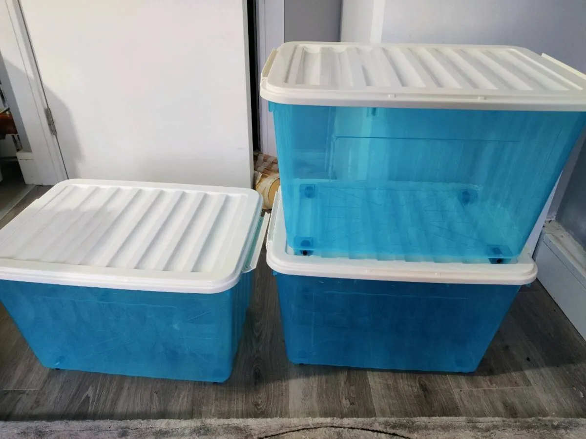 3 Large 55L Storage Boxes with Wheels - Image 1