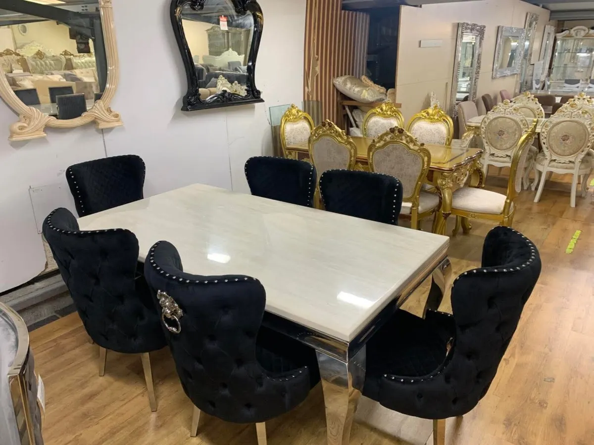 Marble Kitchen Dining Table With Chairs - Image 2