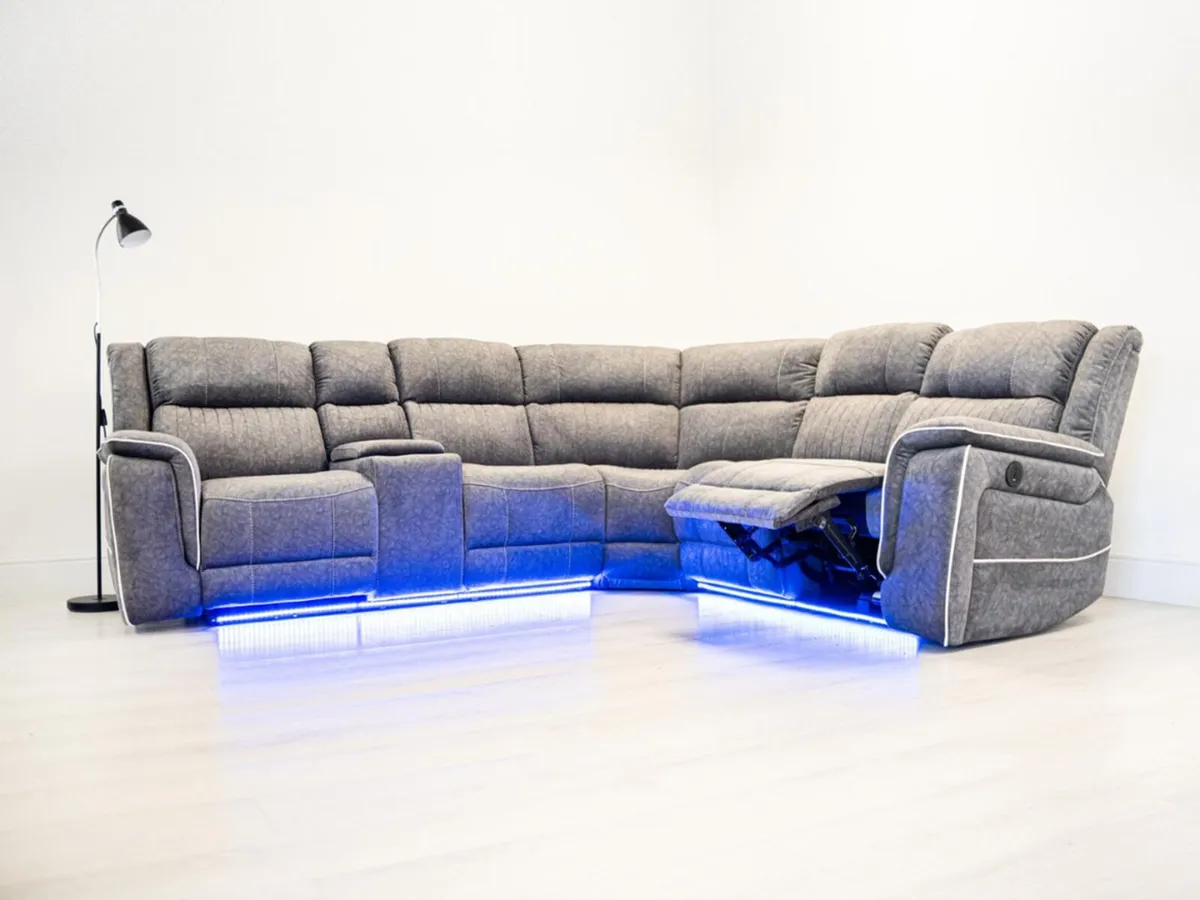 Hannan Corner Electric Grey Micro Fabric Recliner - Image 3