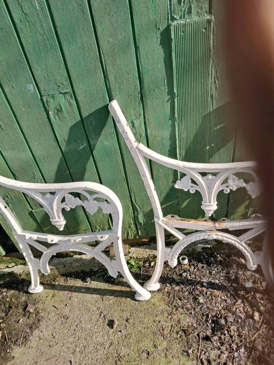 2 pair of cast iron seat ends - Image 2