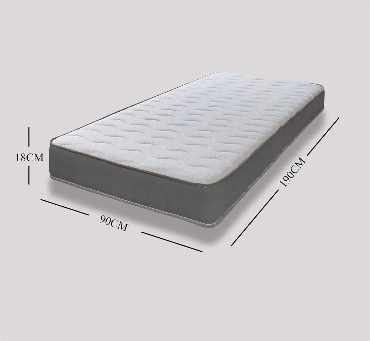 Cooltouch Colours Grey Single Mattress - 90x190cm - Image 3