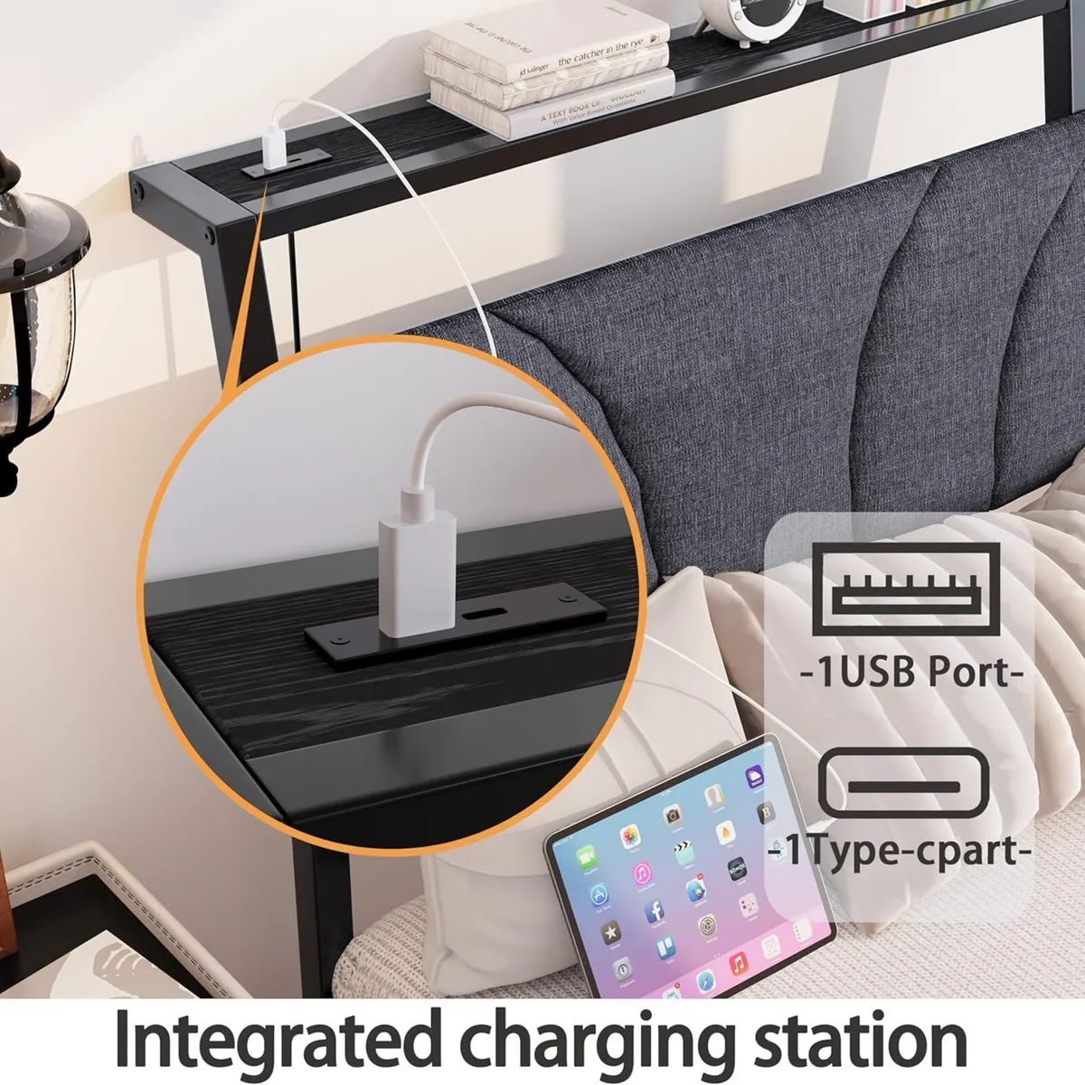 3ft Single Bed Frame with Storage Floating LED - Image 3