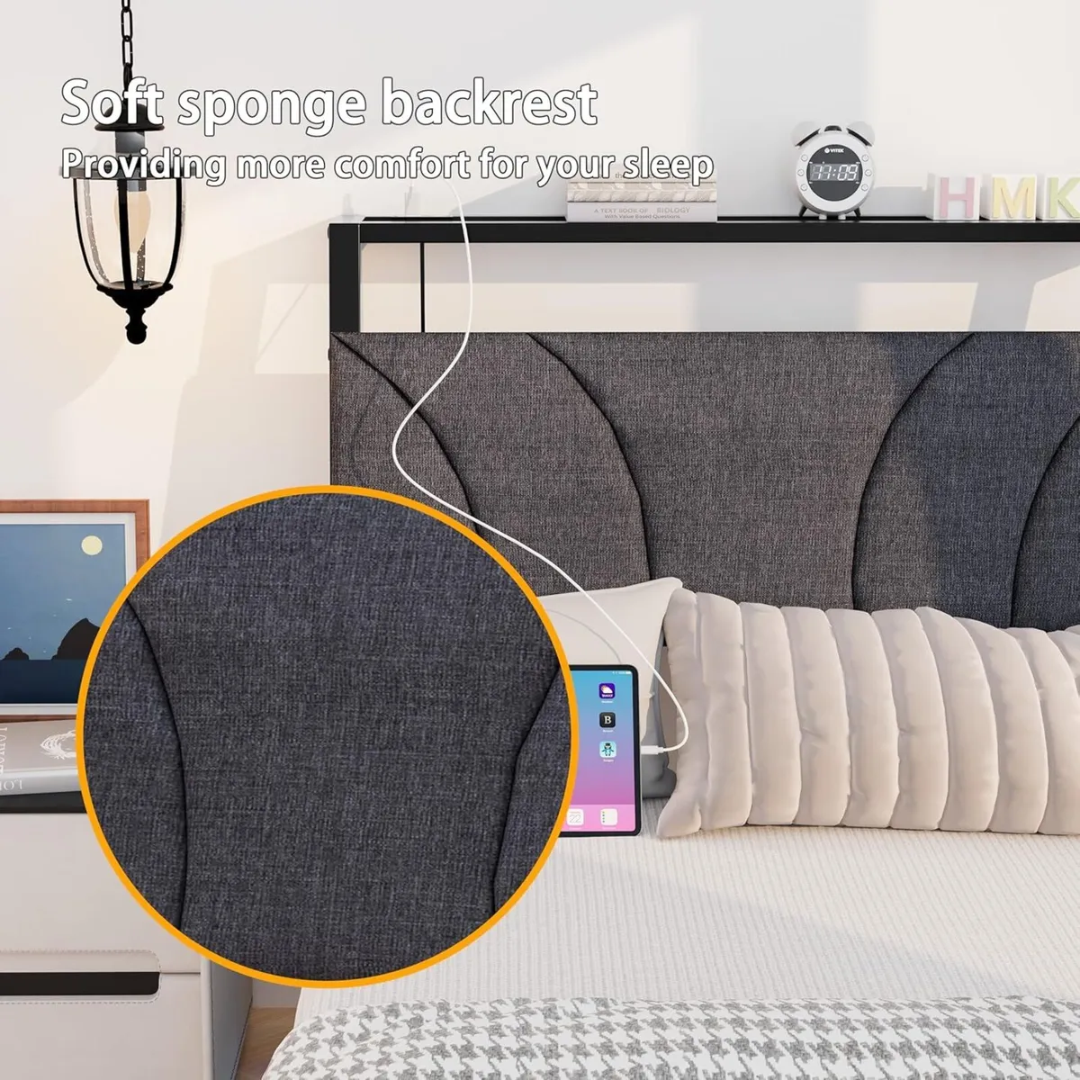 3ft Single Bed Frame with Storage Floating LED - Image 4