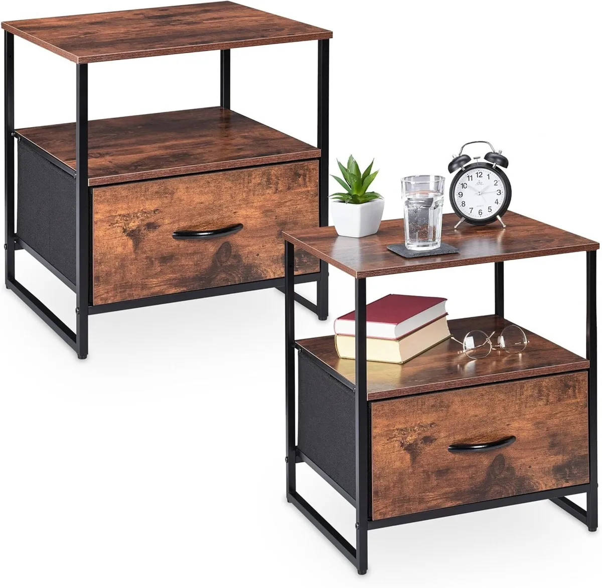 Industrial Bedside Table Set of 2 HWD: 50 x 45 - Image 1