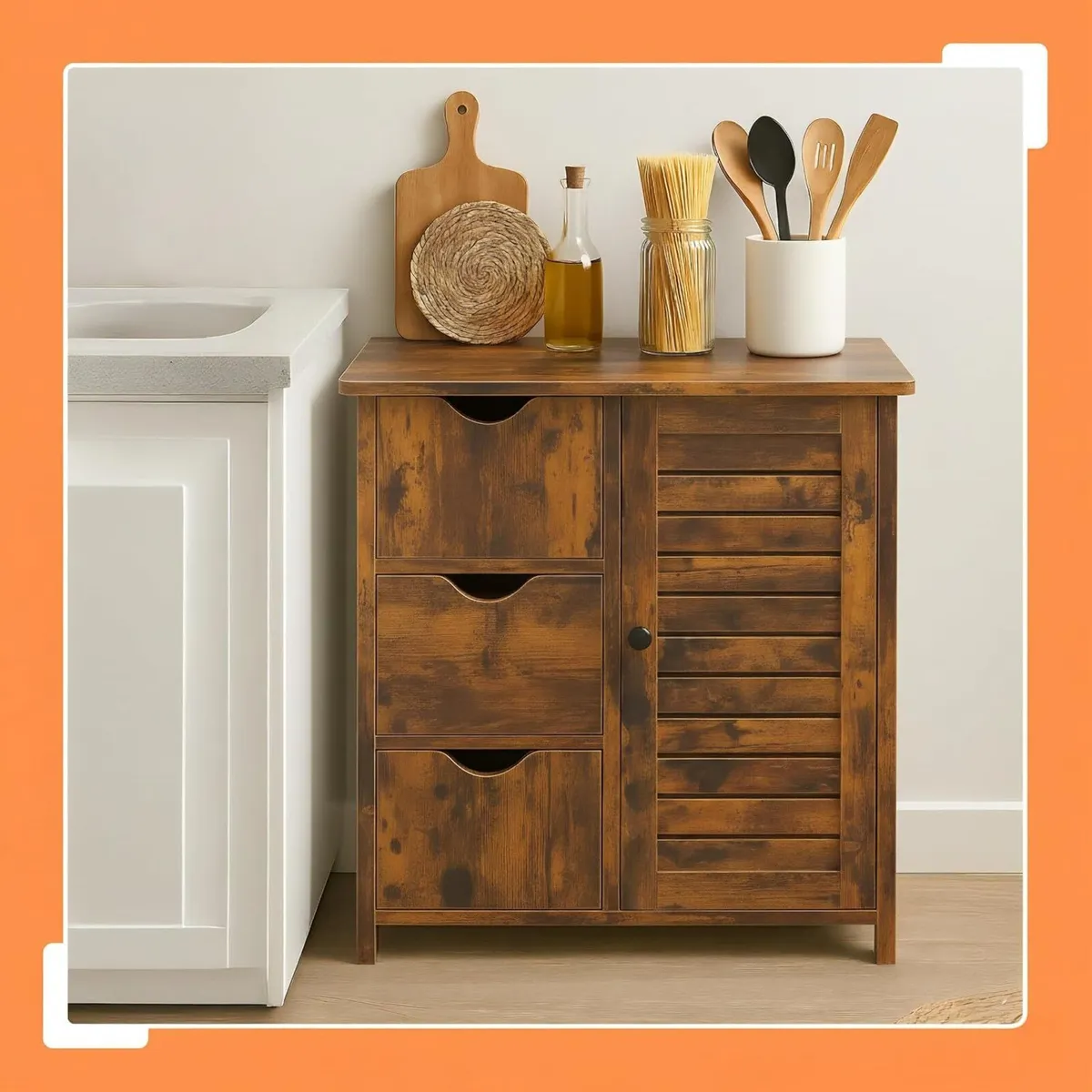 bathroom cabinet HxWxD: 80 x 60 30 cm 3 drawers - Image 2