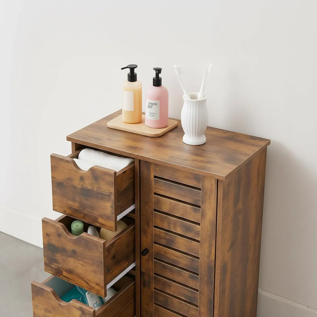 bathroom cabinet HxWxD: 80 x 60 30 cm 3 drawers - Image 4