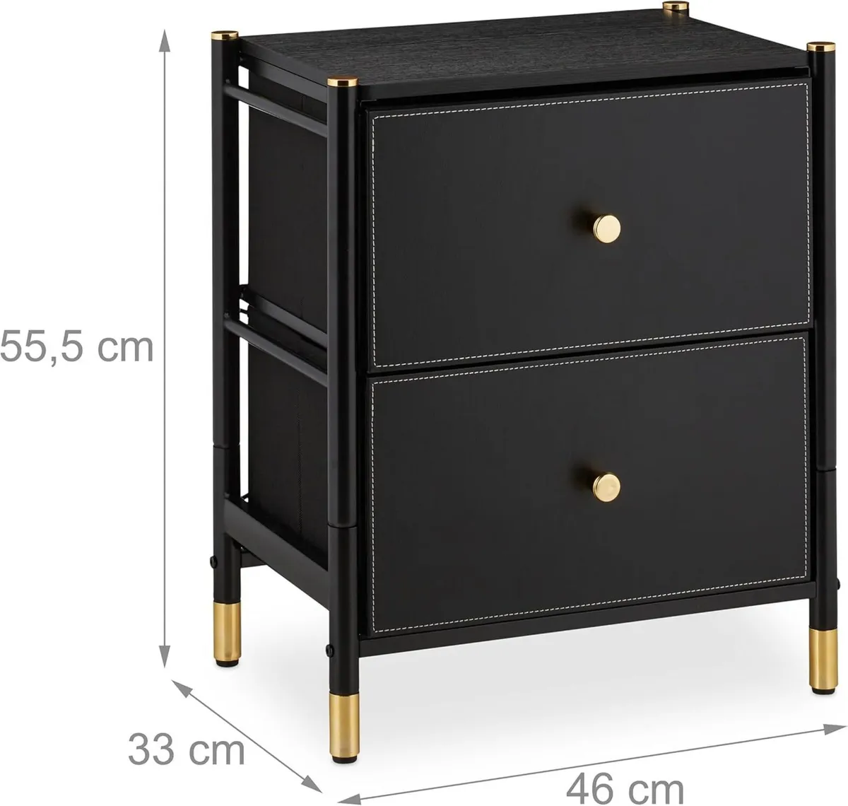 Side Cabinet 2 Drawers HxWxD: 55.5 x 46 33 cm - Image 3