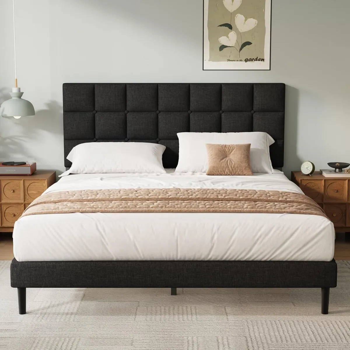 Small Double Bed Frame Easy Assembly Sturdy - Image 1