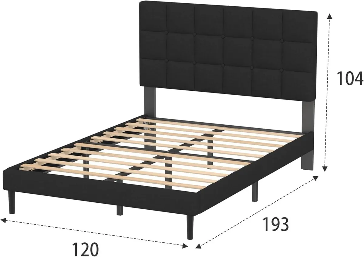 Small Double Bed Frame Easy Assembly Sturdy - Image 2