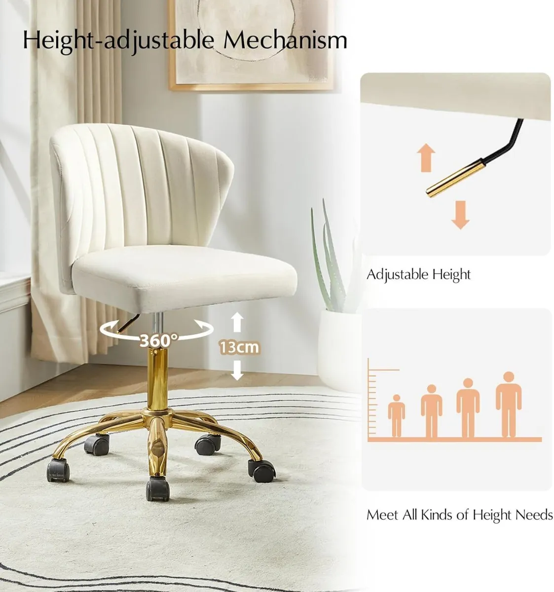 Swivel Office Chair Desk Chairs Velvet Comfy - Image 3