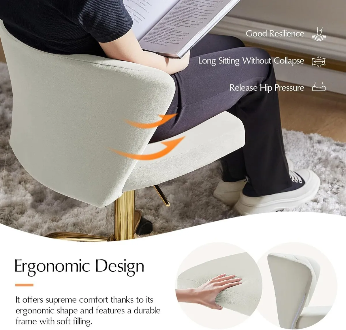 Swivel Office Chair Desk Chairs Velvet Comfy - Image 4