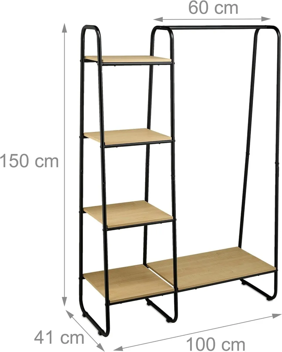 Clothes Rack with Shelves 150 x 100 41 cm Rail - Image 3