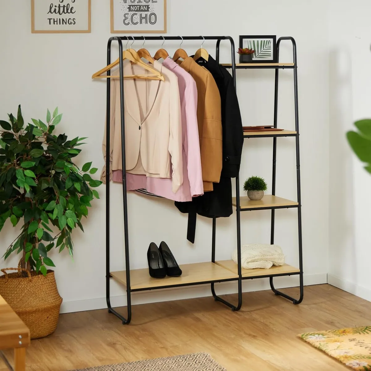 Clothes Rack with Shelves 150 x 100 41 cm Rail - Image 4