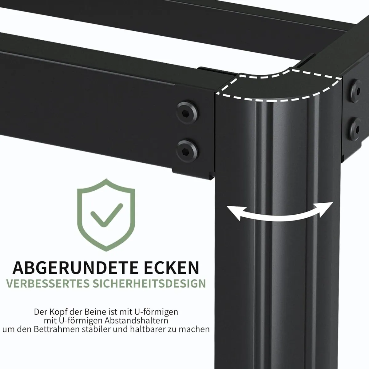 High Metal Bed 160 x 200 cm with Round Legs 46 - Image 4