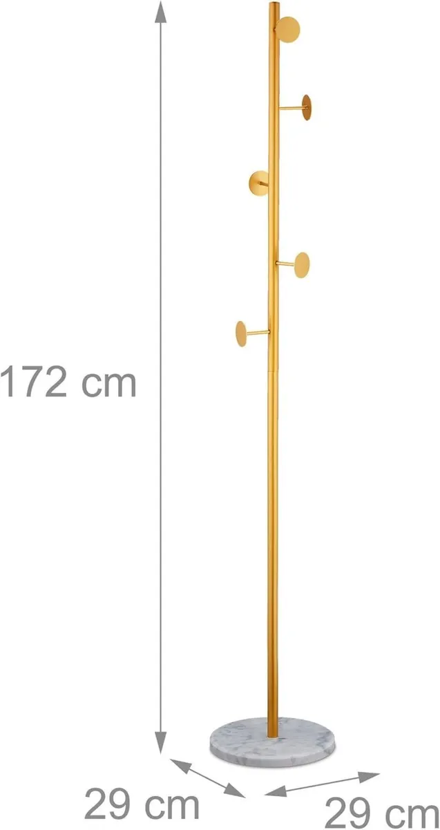 Marble Coat Stand Standing 5 Hooks Rack H 172 x D - Image 3
