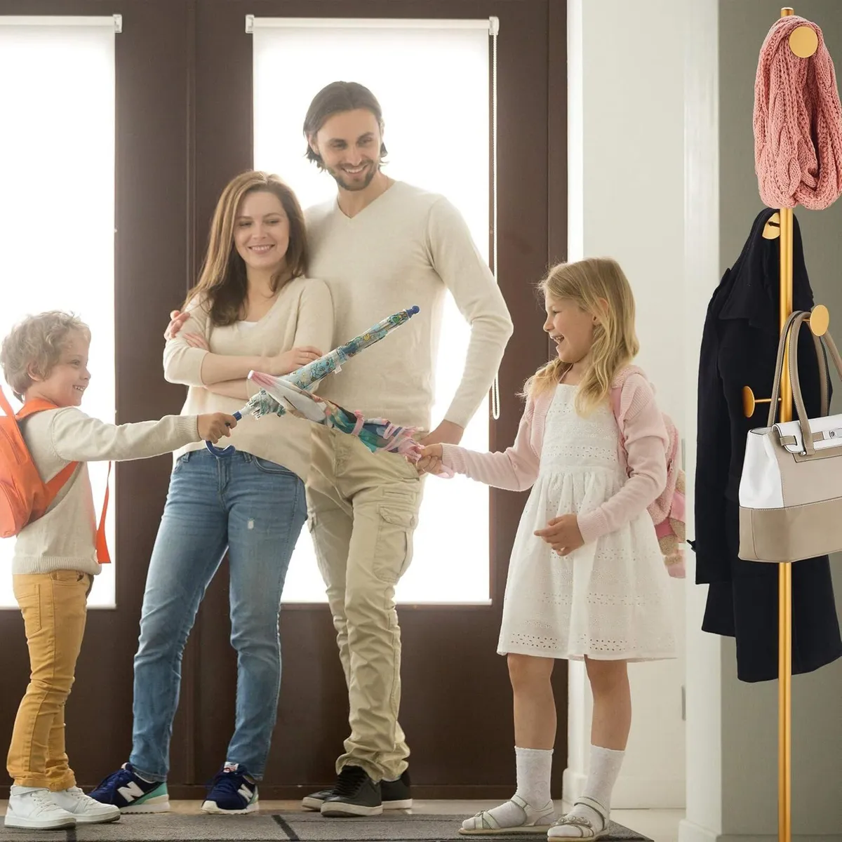 Marble Coat Stand Standing 5 Hooks Rack H 172 x D - Image 4