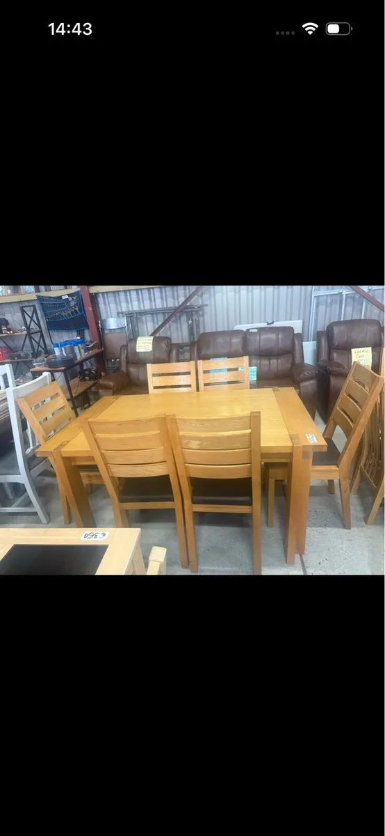 Oak table and 6 chairs - Image 2