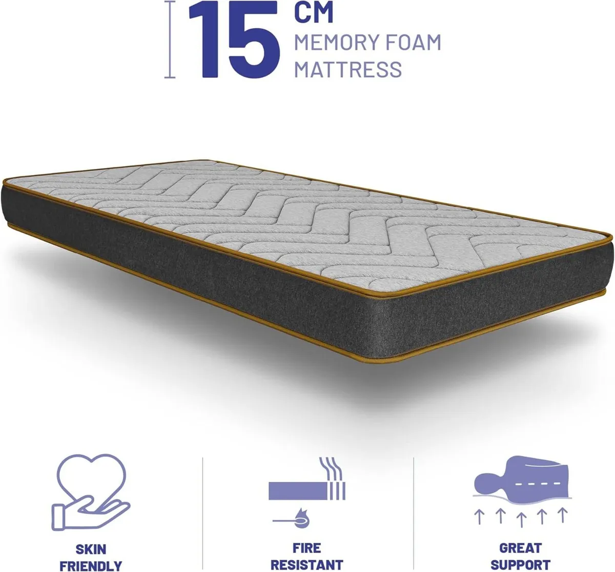 3ft Single Mattress Memory Foam 6 Inch Deep Plush - Image 2