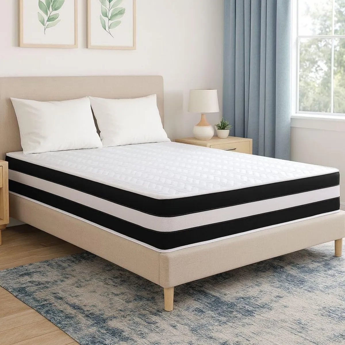 3D Border 15cm Depth Hybrid Spring Mattress with - Image 1