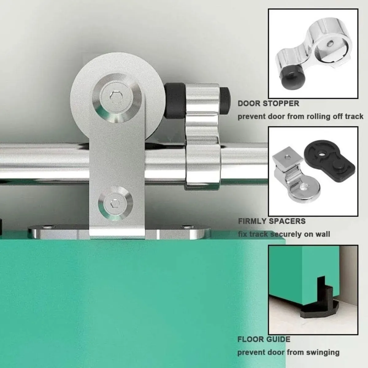 183CM/6FT Sliding Door Barn Kit with Hanging Rail - Image 4