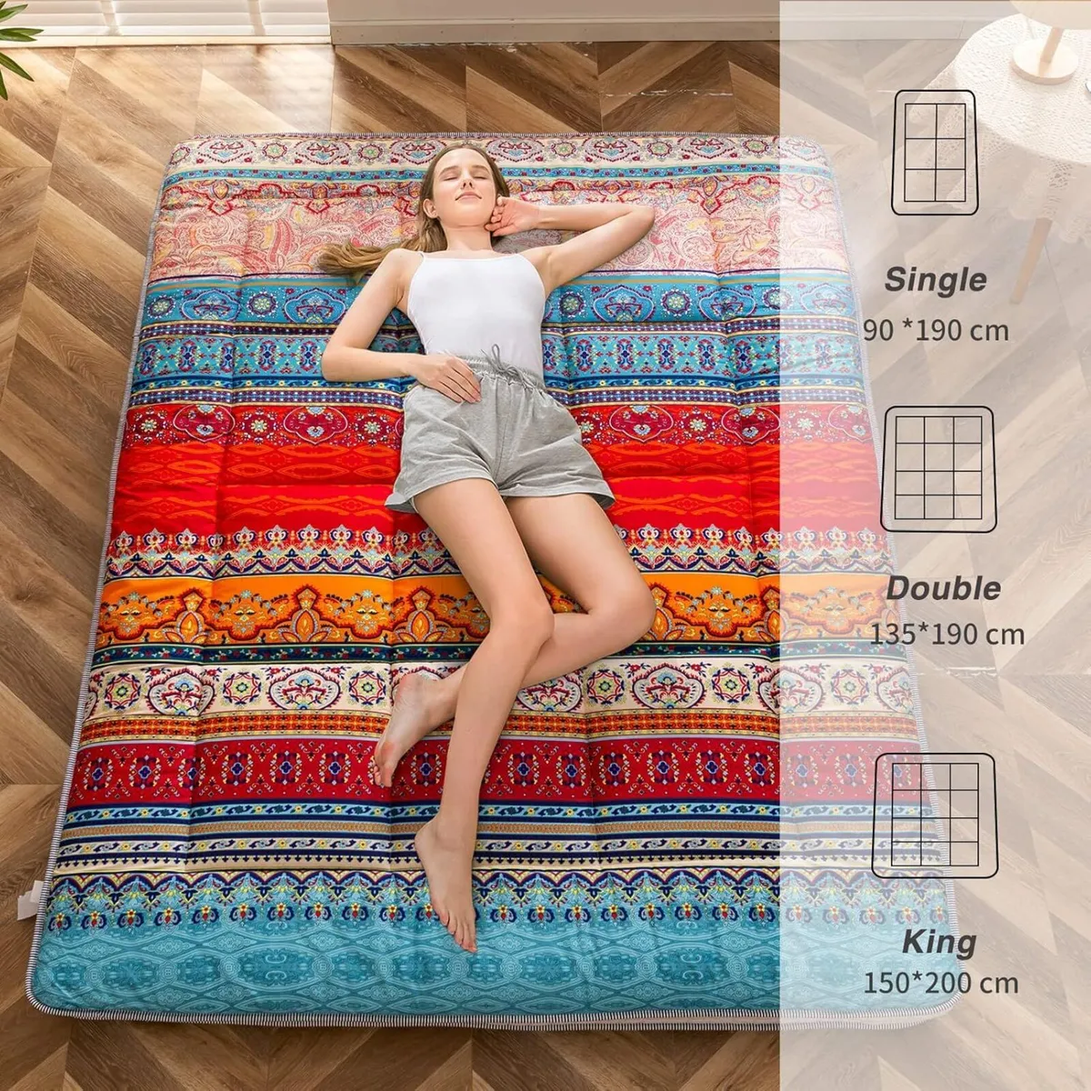 Bohemian Retro Floor Mattress Vintage Floral - Image 4