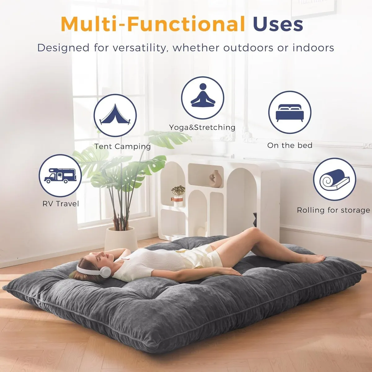 Futon Mattress Chenille Fabric 15cm Thicken Roll - Image 3