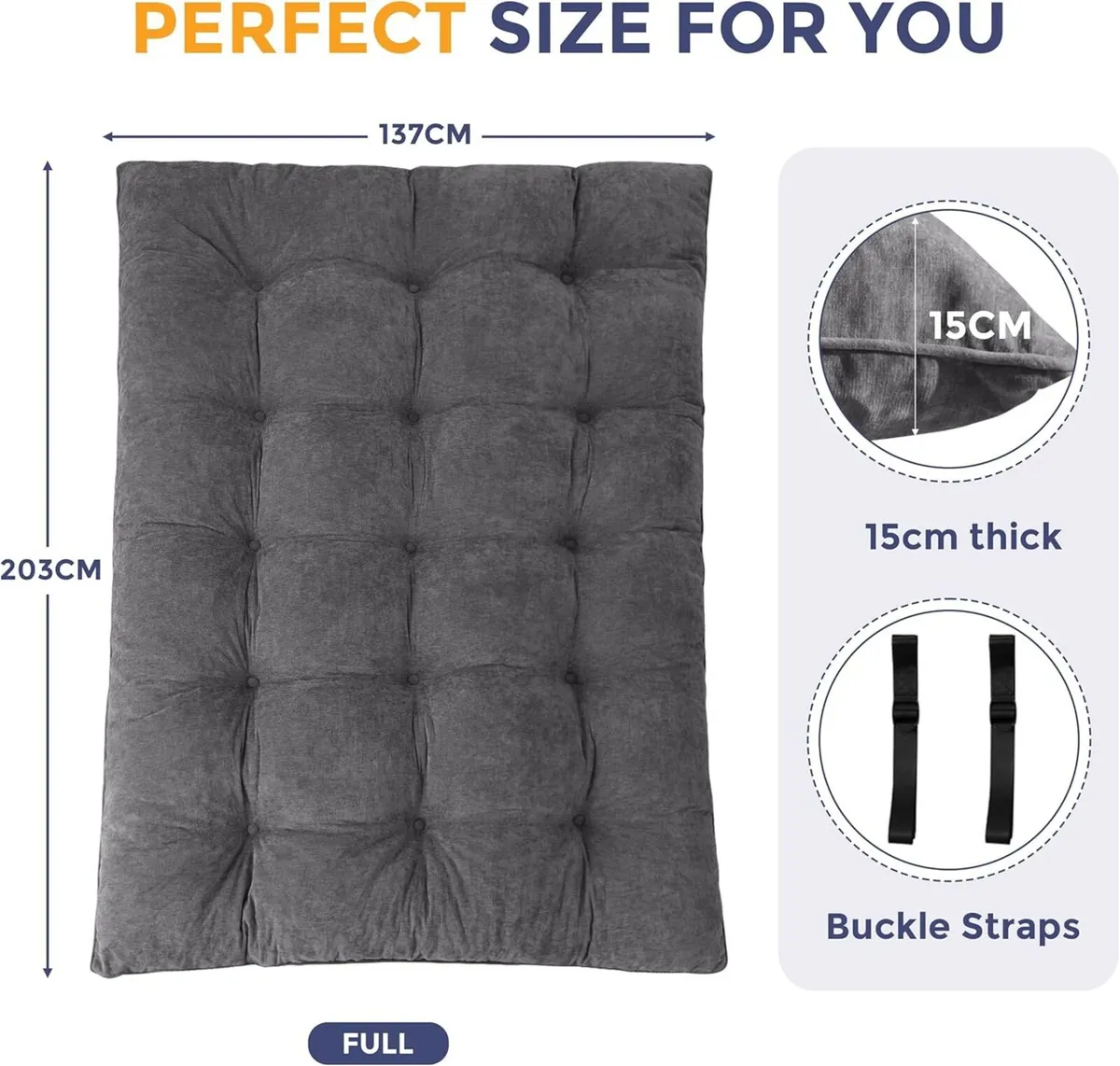 Futon Mattress Chenille Fabric 15cm Thicken Roll - Image 2