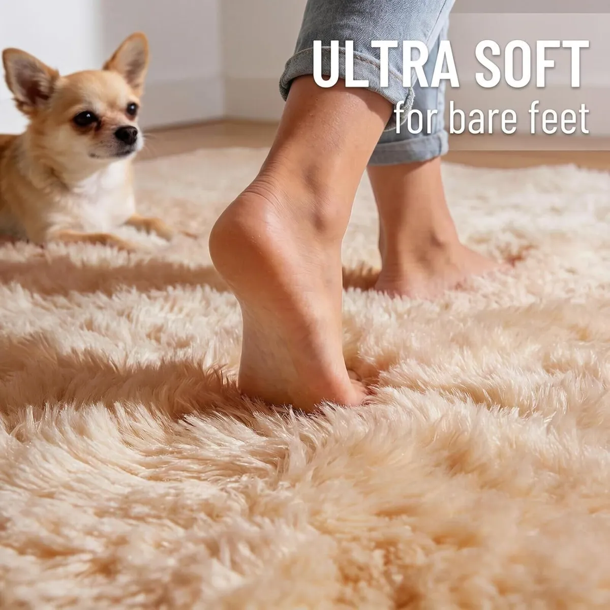 Fluffy High Pile Rugs Living Room Large Anti Slip - Image 2