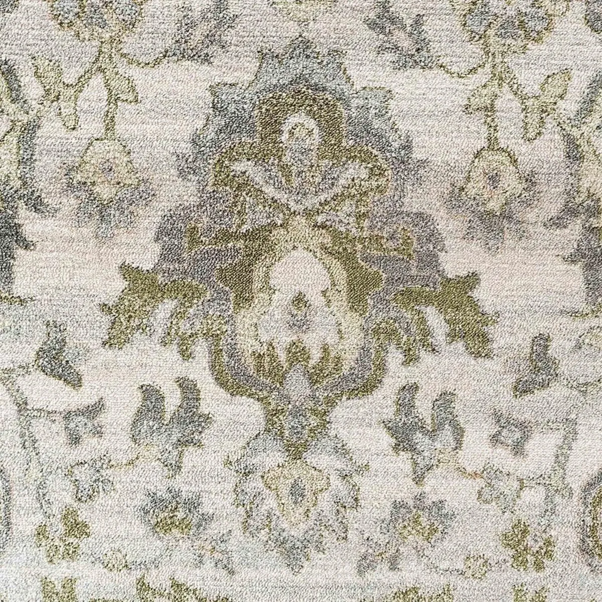 Large Traditional Antique Floral Medallion Sage - Image 3