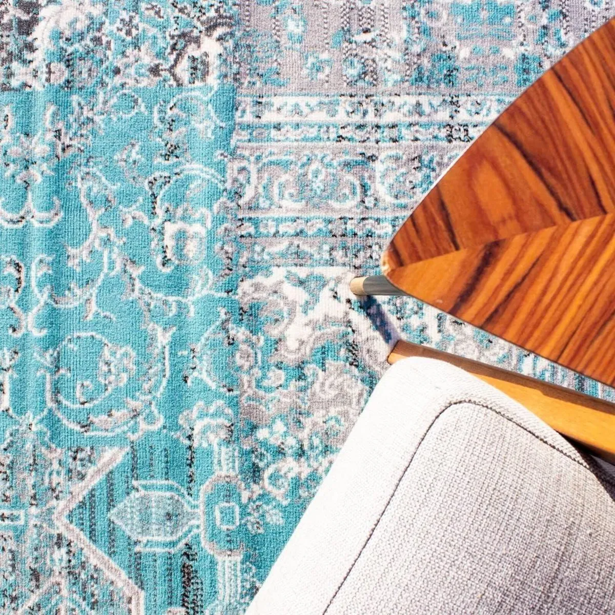 Teal Blue Traditional Moroccan Living Room Area - Image 4