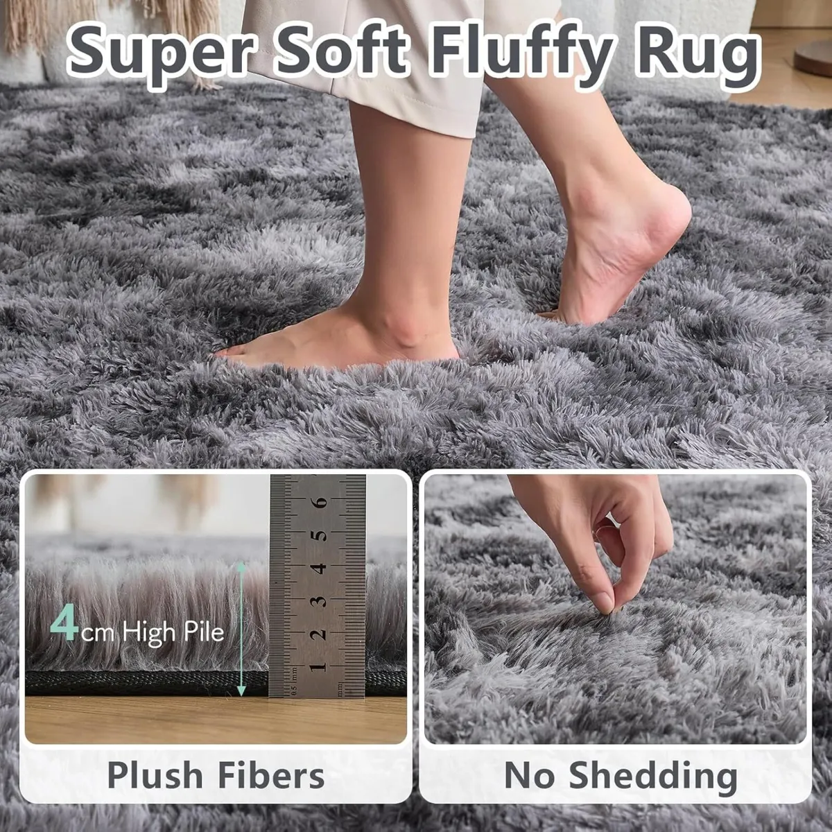 Fluffy Shaggy Rugs Living Room -Extra Large Non - Image 2