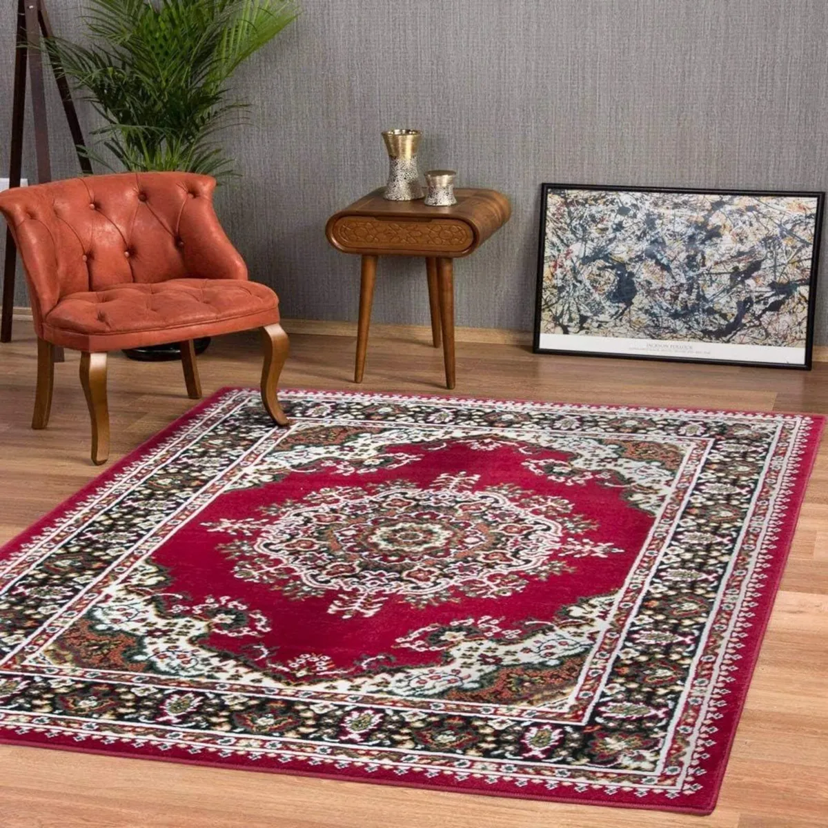 Traditional Classic Red Brown Cream Rug Moroccan - Image 1