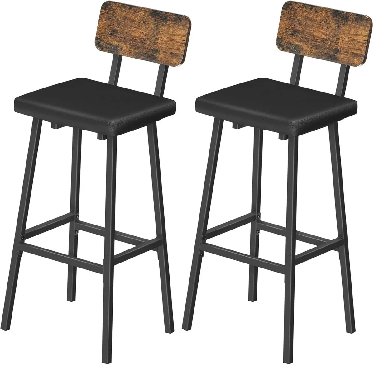 Bar Stools Set of 2 PU Upholstered Breakfast - Image 1