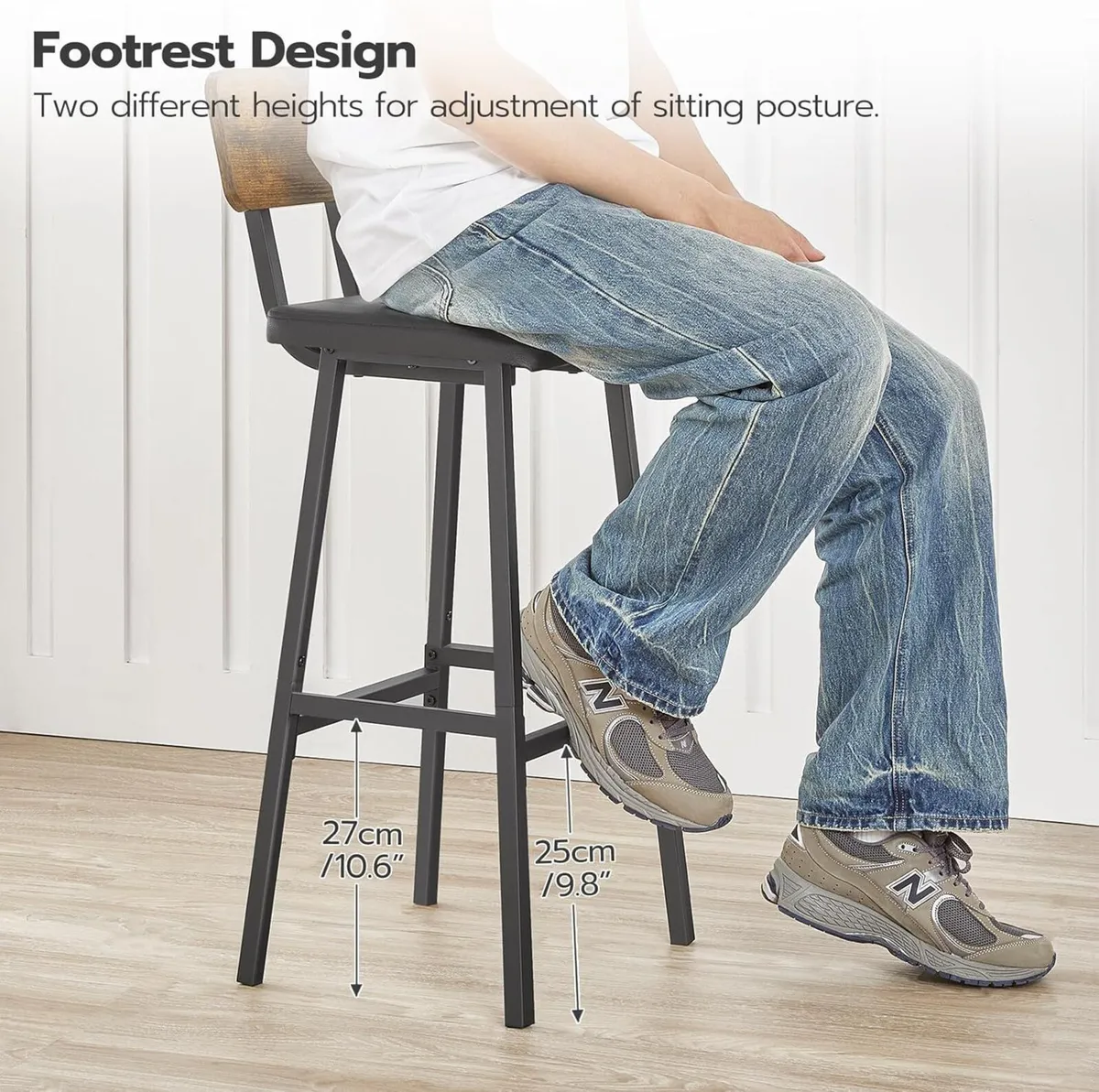 Bar Stools Set of 2 PU Upholstered Breakfast - Image 3