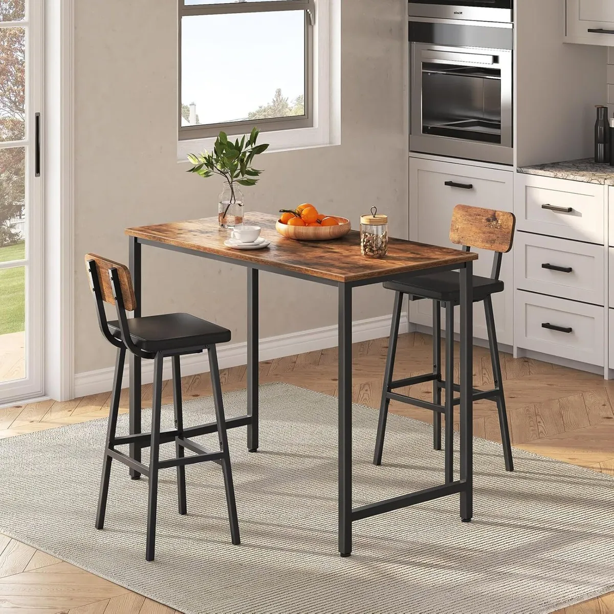 Bar Stools Set of 2 PU Upholstered Breakfast - Image 4