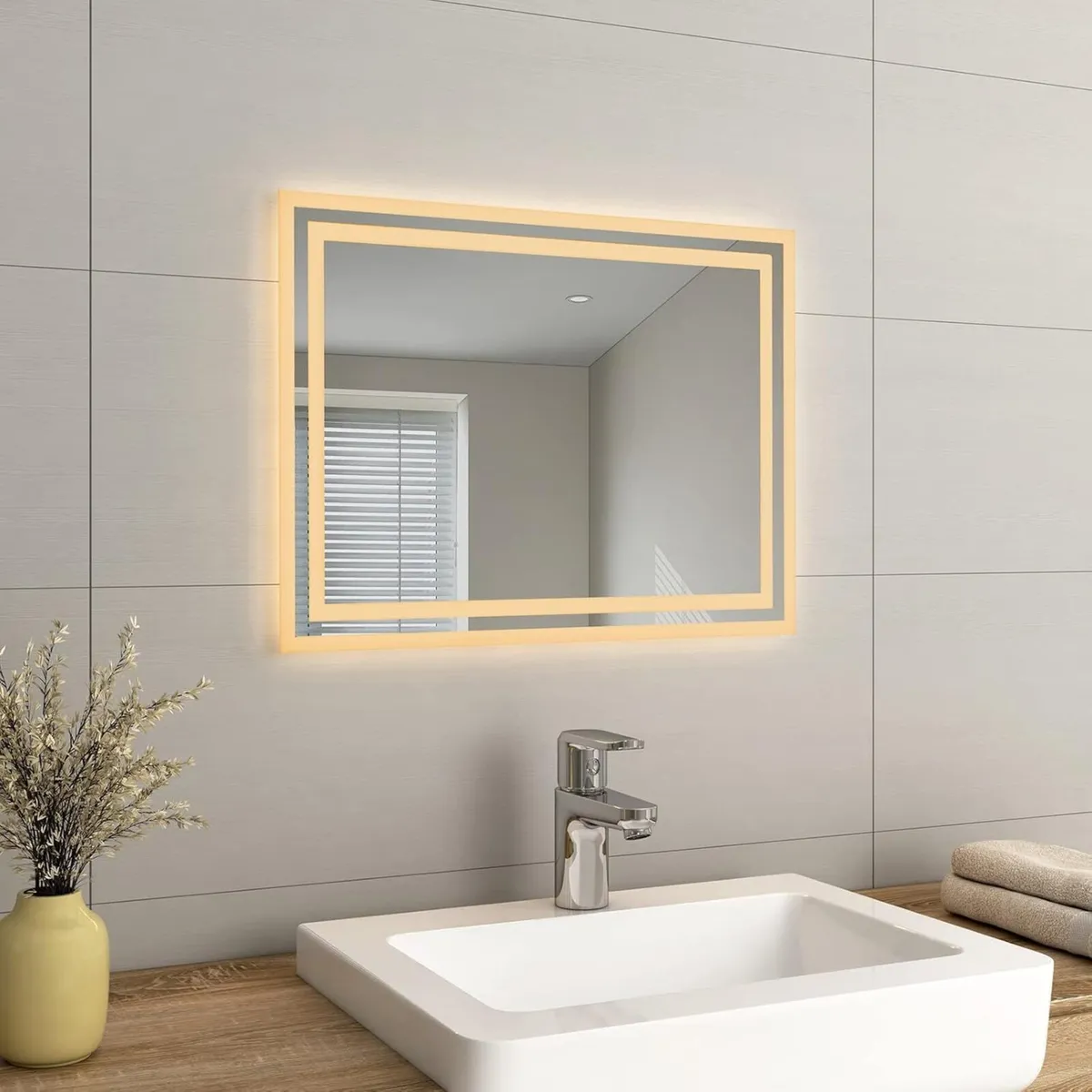 LED Small Bathroom Mirror 450x600mm Wall Mounted - Image 3
