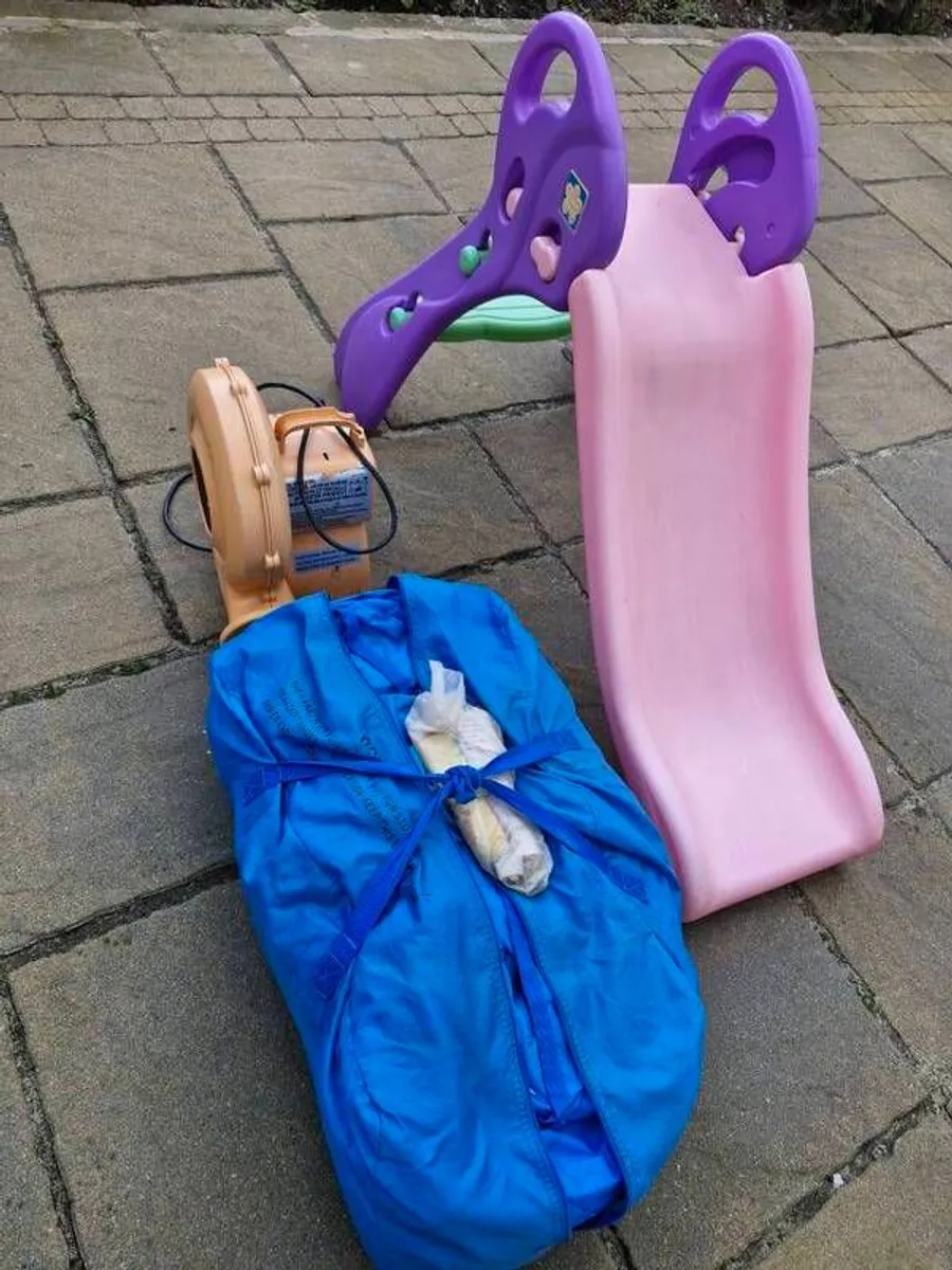 Bouncing castle blowers and childrens slide and bouncing castle slightly  stained and a few tiny hole thats easly fixed a bargain - Image 1