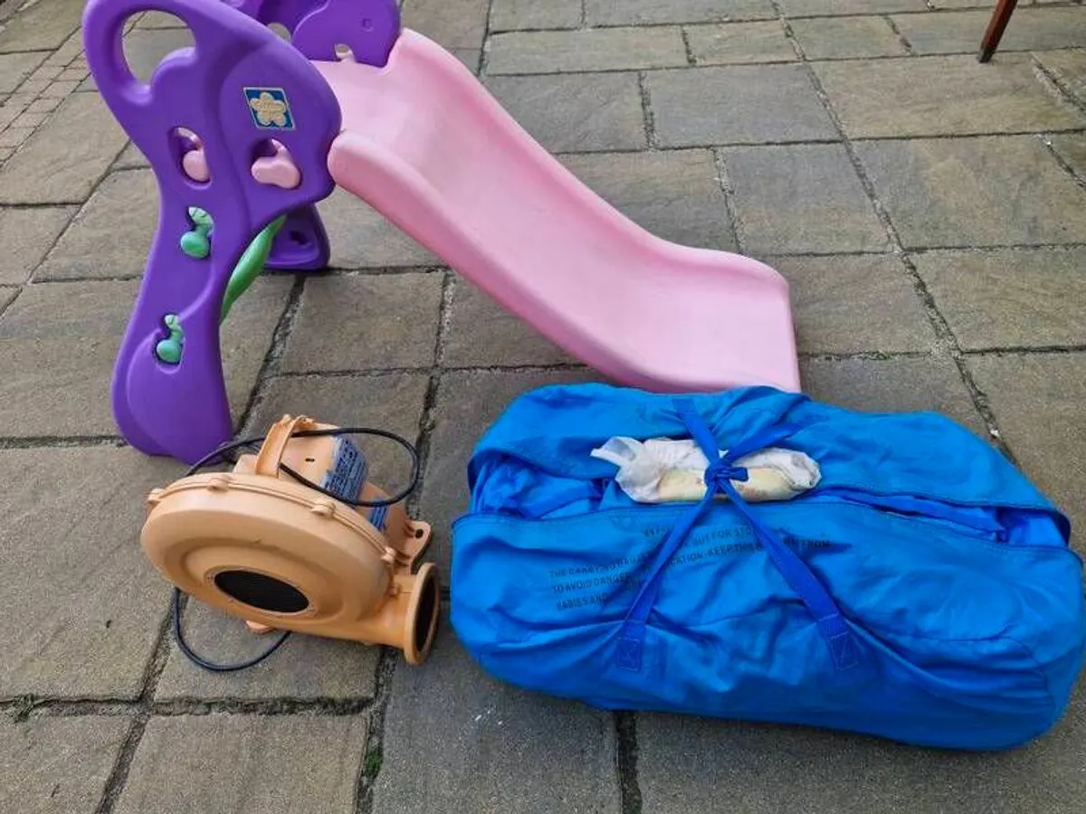 Bouncing castle blowers and childrens slide and bouncing castle slightly  stained and a few tiny hole thats easly fixed a bargain - Image 2