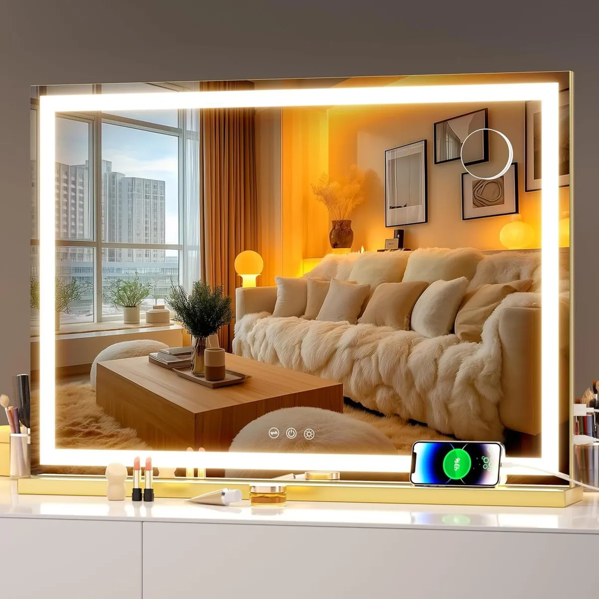 Vanity Mirror with Lights 70 x 50cm LED Makeup - Image 1