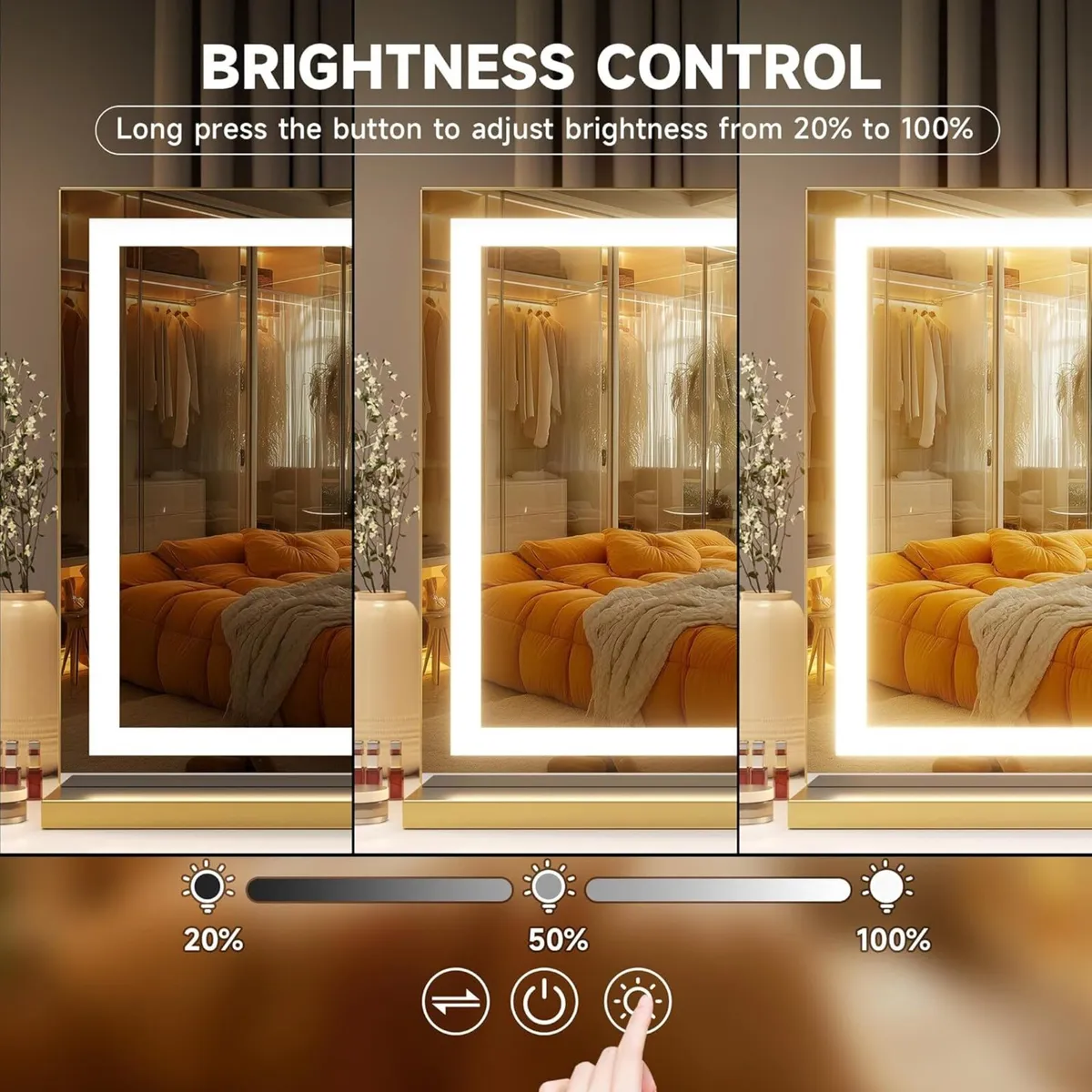 Vanity Mirror with Lights 70 x 50cm LED Makeup - Image 3