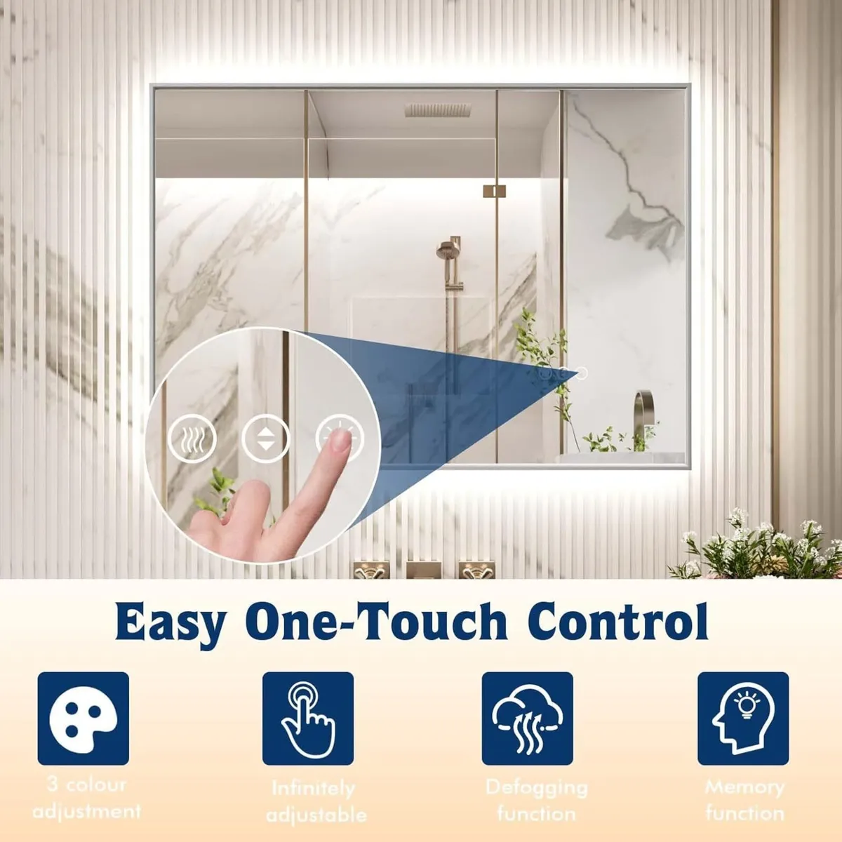 LED Bathroom Mirror With Silver Metal Frame 60 - Image 3