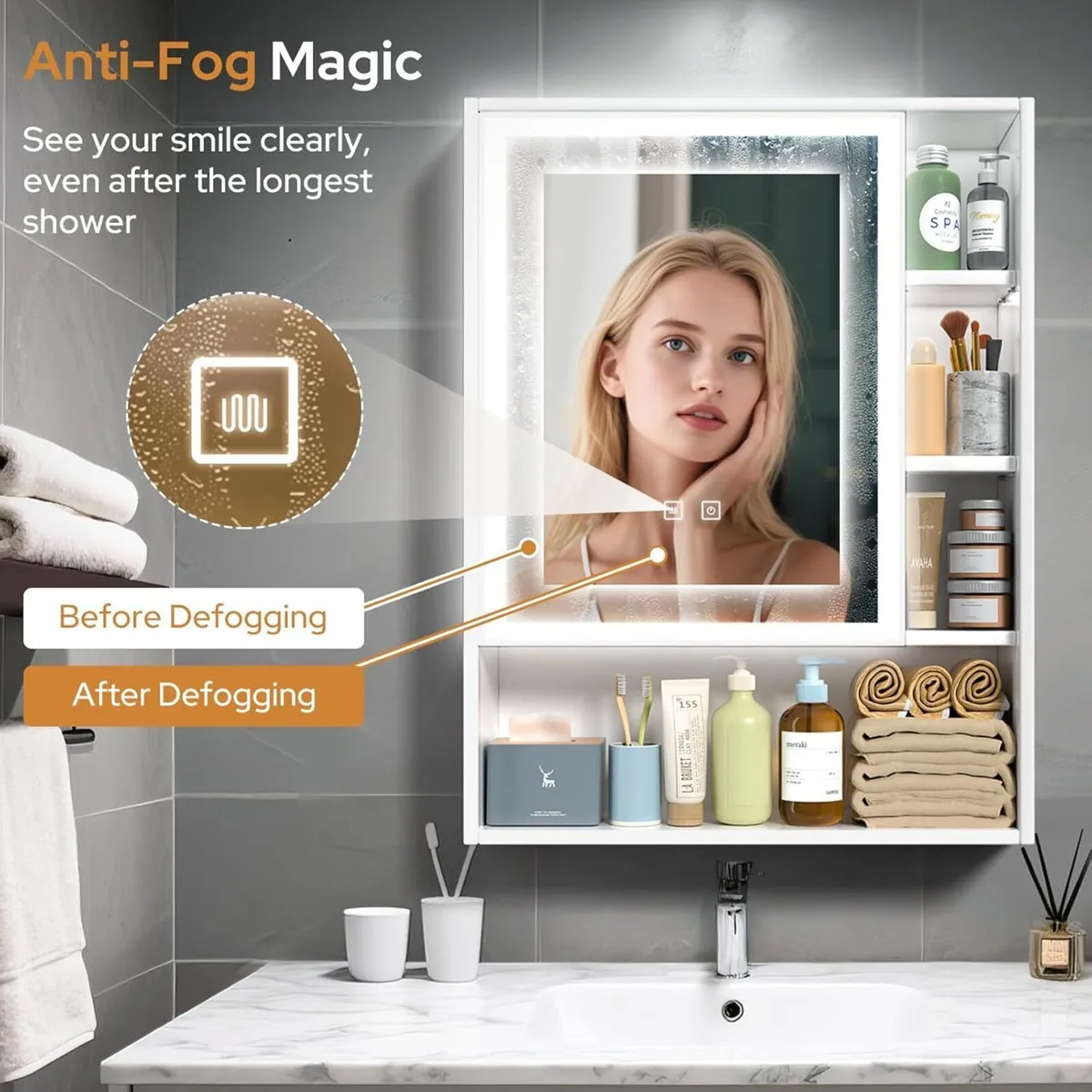 Bathroom Mirror Cabinets Wall Mounted (Medium - Image 2