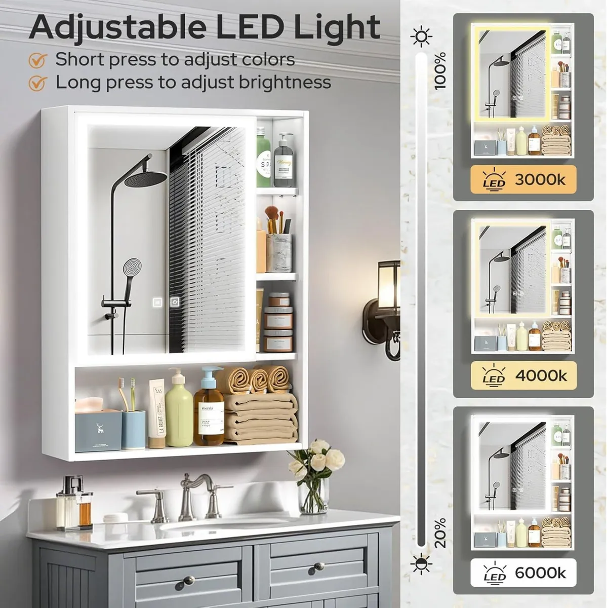 Bathroom Mirror Cabinets Wall Mounted (Medium - Image 4