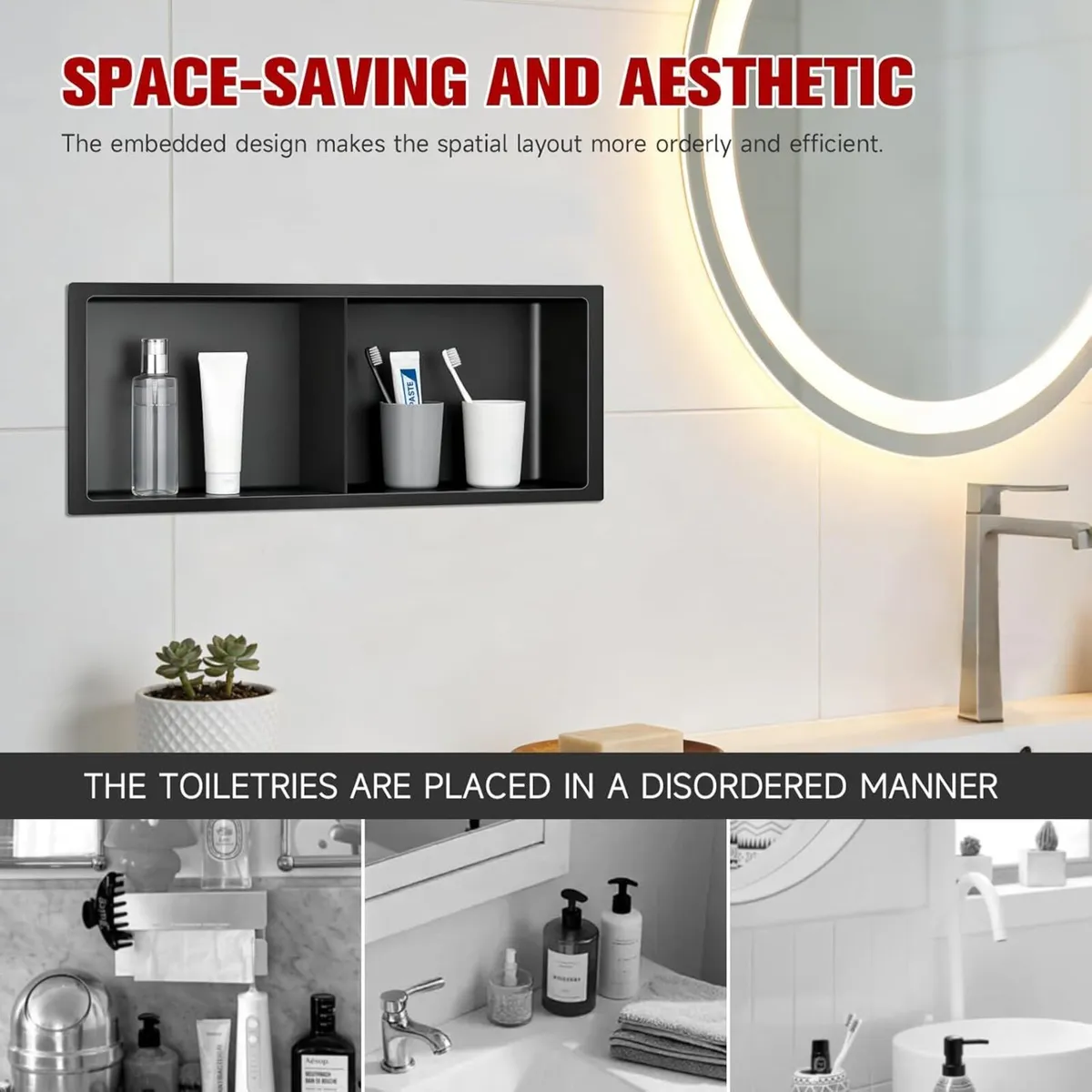 Stainless Steel Shower Niche Double-Layer Wall - Image 4