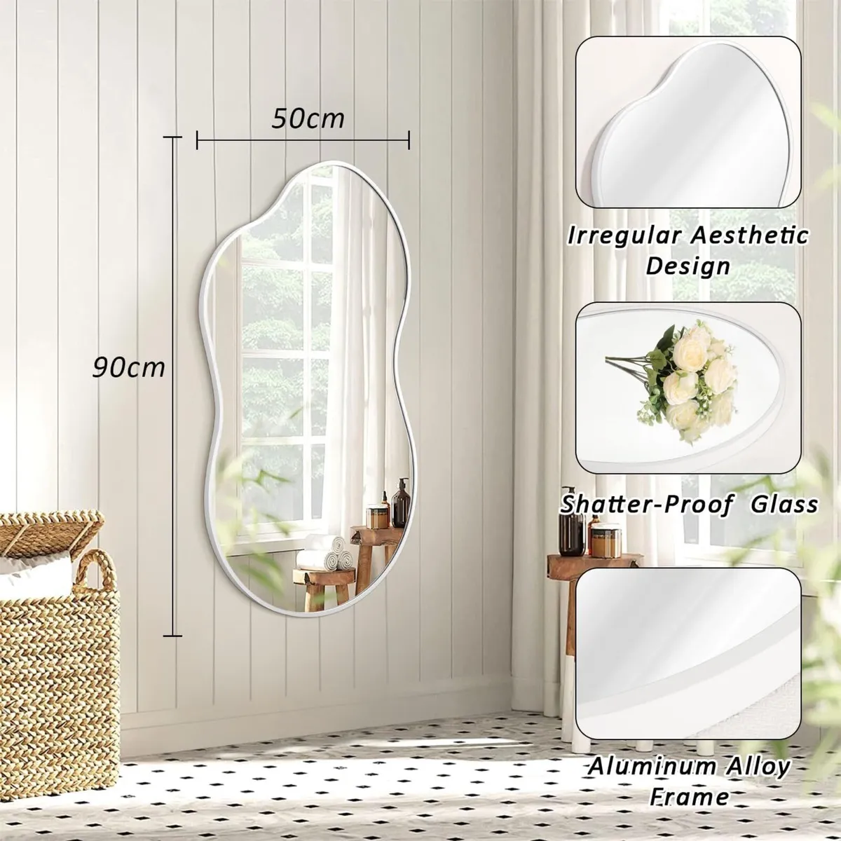 Irregular Wall Mirror Large Bathroom Mirrors - Image 2