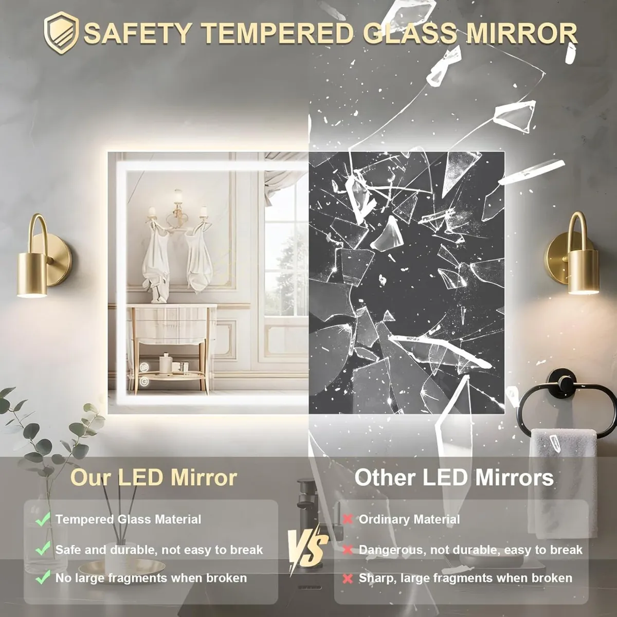 Bathroom Mirror with LED Lights 500x700mm - Image 3