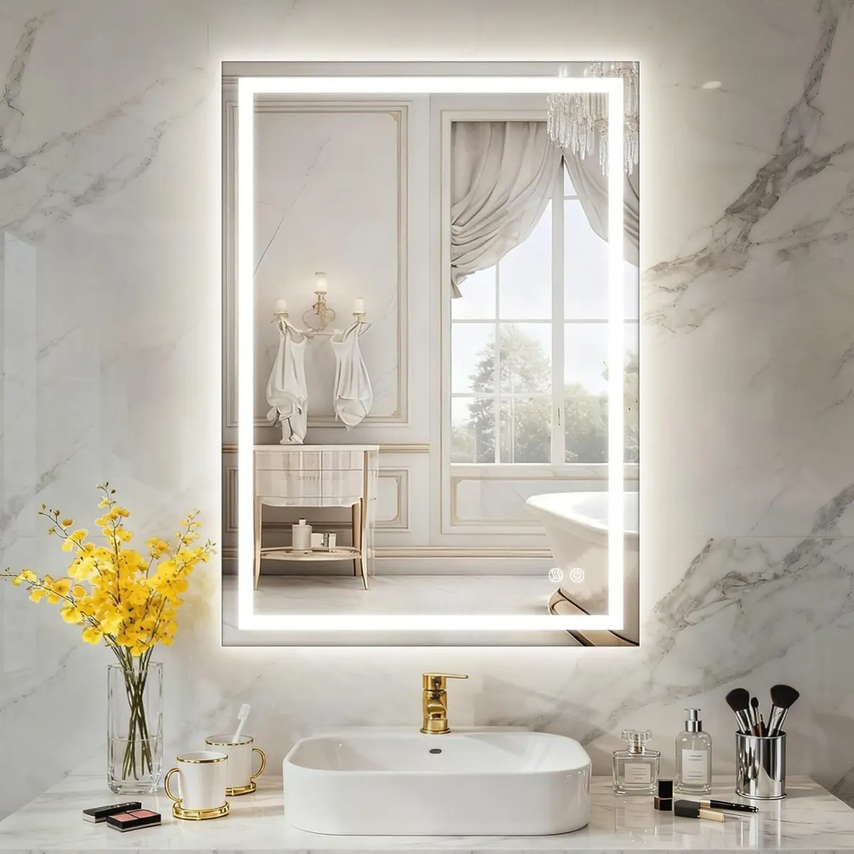 Bathroom Mirror with LED Lights 500x700mm - Image 1