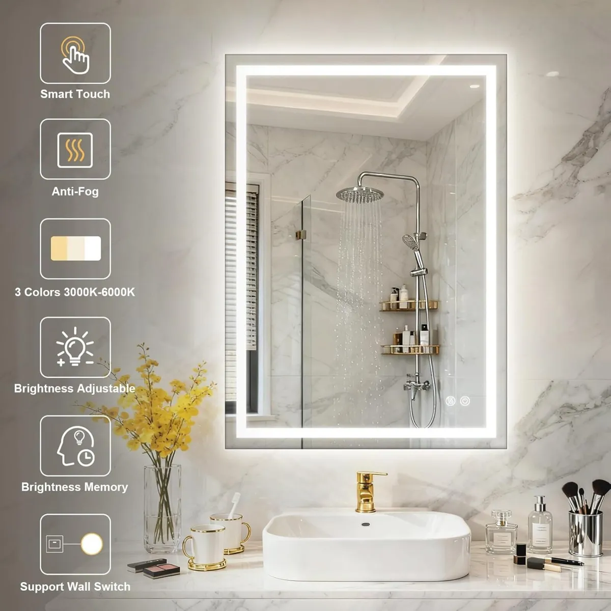 Bathroom Mirror with LED Lights 500x700mm - Image 2