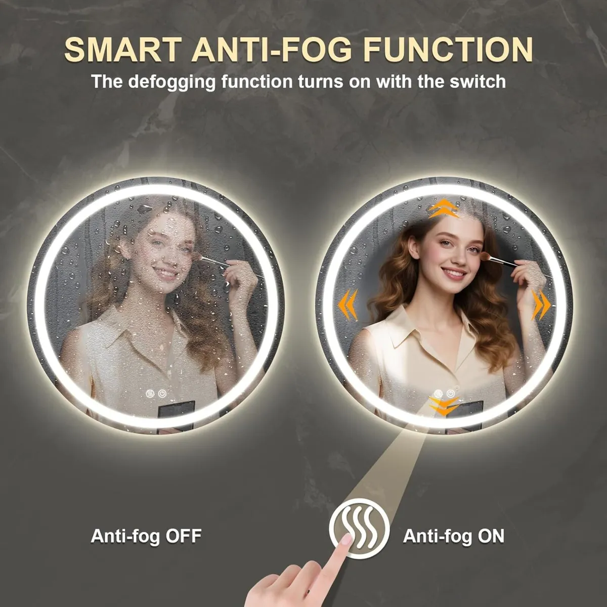 600mm Round Bathroom Mirror with LED Lights - Image 4