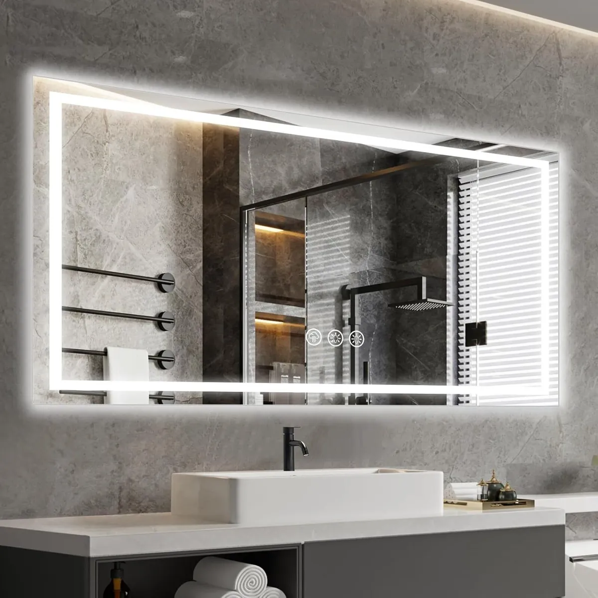 LED Bathroom Wall Mirror with Lights - 600x1000 - Image 1